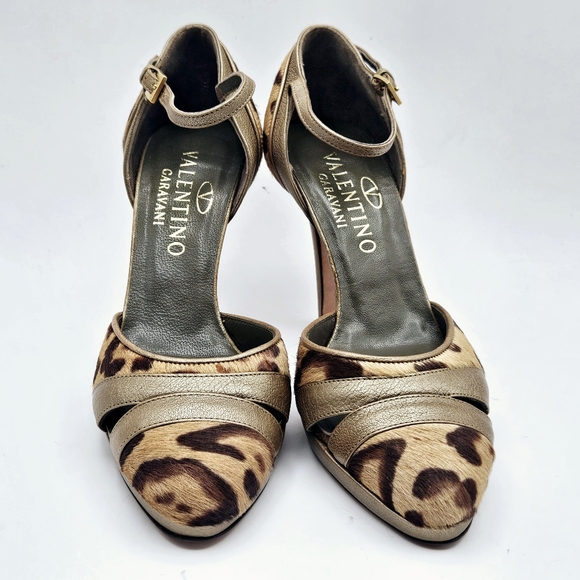 Valentino Garavani animal print pony hair leather Brown pumps heels 35.5 5 - Picture 1 of 9